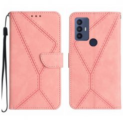 Peněženkové pouzdro Embossing Pattern Stitchy case růžové – TCL 305 / 306 / 30 SE / 30E | Levné Kryty | Levné Kryty | Levné Kryty