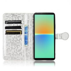 Peněženkové pouzdro Honeycomb Dot Texture Case stříbrné – Sony Xperia 10 V | Levné Kryty | Levné Kryty | Levné Kryty