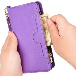 Peněženkové pouzdro Litchi Wallet case fialové – T Phone Pro / T Phone Pro (2023) | Levné Kryty | Levné Kryty | Levné Kryty