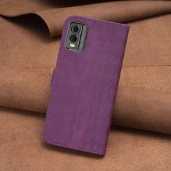 Peněženkové pouzdro Plaid case fialové – Nokia C32 | Levné Kryty | Levné Kryty | Levné Kryty