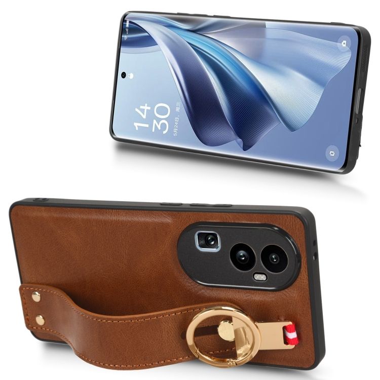 Kryt Wristband Case hnědý – Oppo Reno10 5G (Reno 10 5G) | Levné Kryty | Levné Kryty | Levné Kryty