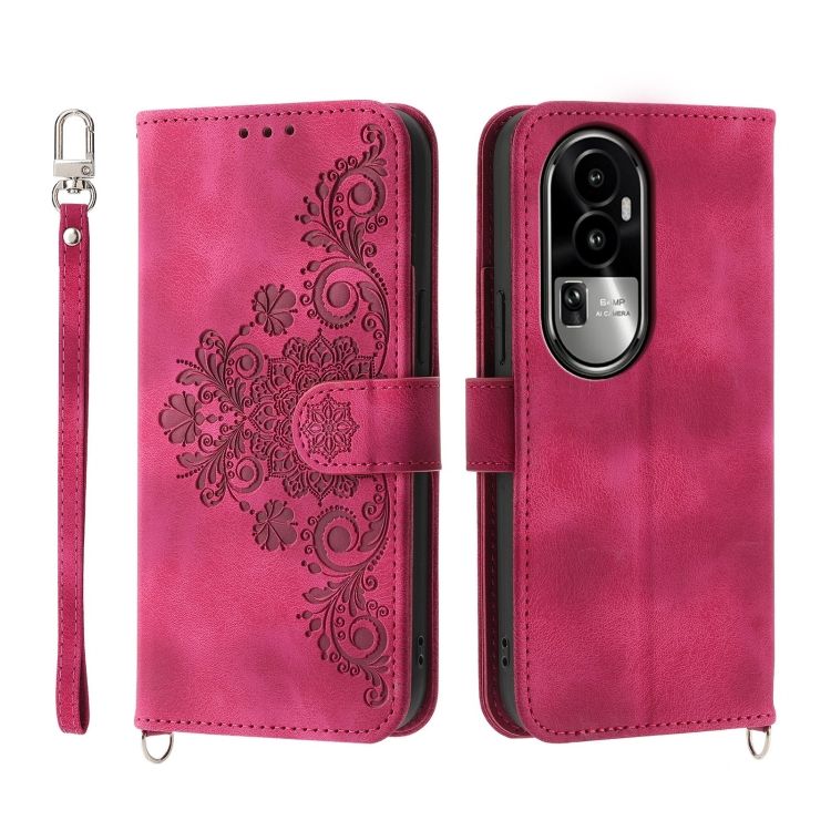 Peněženkové pouzdro Embossing Pattern Flowery Mandala bordové – Oppo Reno10 5G (Reno 10 5G) | Levné Kryty | Levné Kryty | Levné Kryty