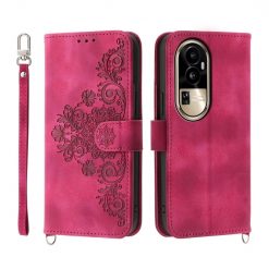 Peněženkové pouzdro Embossing Pattern Flowery Mandala bordové – Oppo Reno10 Pro 5G (Reno 10 Pro 5G) | Levné Kryty | Levné Kryty | Levné Kryty