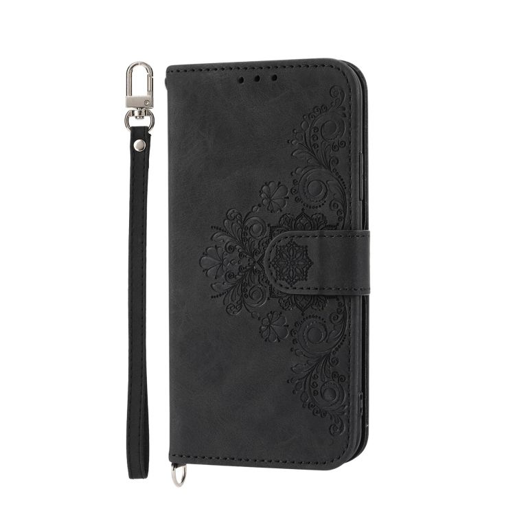 Peněženkové pouzdro Embossing Pattern Flowery Mandala černé – Oppo Reno10 Pro 5G (Reno 10 Pro 5G) | Levné Kryty | Levné Kryty | Levné Kryty