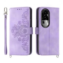 Peněženkové pouzdro Embossing Pattern Flowery Mandala fialové – Oppo Reno10 5G (Reno 10 5G) | Levné Kryty | Levné Kryty | Levné Kryty