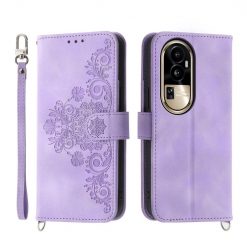 Peněženkové pouzdro Embossing Pattern Flowery Mandala fialové – Oppo Reno10 Pro 5G (Reno 10 Pro 5G) | Levné Kryty | Levné Kryty | Levné Kryty