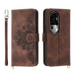 Peněženkové pouzdro Embossing Pattern Flowery Mandala hnědé – Oppo Reno10 5G (Reno 10 5G) | Levné Kryty | Levné Kryty | Levné Kryty