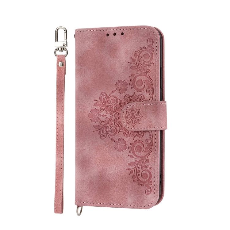Peněženkové pouzdro Embossing Pattern Flowery Mandala růžové – Oppo Reno10 5G (Reno 10 5G) | Levné Kryty | Levné Kryty | Levné Kryty