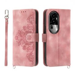 Peněženkové pouzdro Embossing Pattern Flowery Mandala růžové – Oppo Reno10 5G (Reno 10 5G) | Levné Kryty | Levné Kryty | Levné Kryty