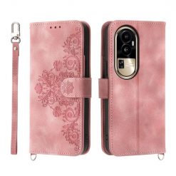 Peněženkové pouzdro Embossing Pattern Flowery Mandala růžové – Oppo Reno10 Pro 5G (Reno 10 Pro 5G) | Levné Kryty | Levné Kryty | Levné Kryty