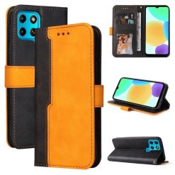Peněženkové pouzdro Stitching černo-oranžové – Infinix Smart 6 | Levné Kryty | Levné Kryty | Levné Kryty