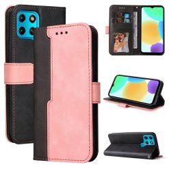 Peněženkové pouzdro Stitching černo-růžové – Infinix Smart 6 | Levné Kryty | Levné Kryty | Levné Kryty
