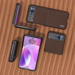 Kryt Abeel Carbon Fiber tmavěhnědý – Motorola Razr 40 | Levné Kryty | Levné Kryty | Levné Kryty