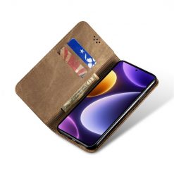 Peněženkové pouzdro Denim Texture světlohnědé – Xiaomi Poco F5 | Levné Kryty | Levné Kryty | Levné Kryty