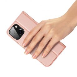Peněženkové pouzdro Dux Ducis Skin Pro růžové – Apple iPhone 15 | Levné Kryty | Levné Kryty | Levné Kryty