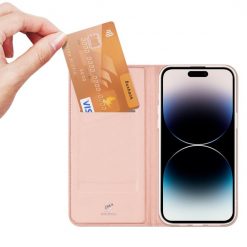 Peněženkové pouzdro Dux Ducis Skin Pro růžové – Apple iPhone 15 Pro | Levné Kryty | Levné Kryty | Levné Kryty