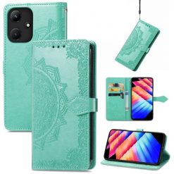 Peněženkové pouzdro Embossing Pattern Mandala Flower zelené – Infinix Hot 30i | Levné Kryty | Levné Kryty | Levné Kryty