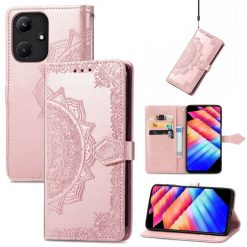 Peněženkové pouzdro Embossing Pattern Mandala Flower růžové – Infinix Hot 30i | Levné Kryty | Levné Kryty | Levné Kryty