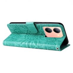 Peněženkové pouzdro Embossing Pattern Slunečnice zelené – Vivo Y36 | Levné Kryty | Levné Kryty | Levné Kryty