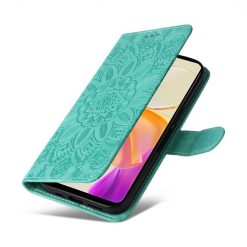Peněženkové pouzdro Embossing Pattern Slunečnice zelené – Vivo Y36 | Levné Kryty | Levné Kryty | Levné Kryty