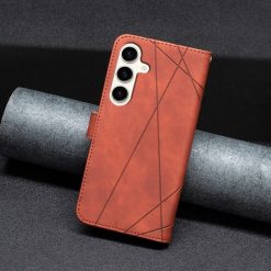 Knížkové pouzdro Rhombus hnědé – Samsung Galaxy S23 FE | Levné Kryty | Levné Kryty | Levné Kryty