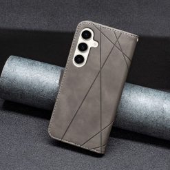 Knížkové pouzdro Rhombus šedé – Samsung Galaxy S23 FE | Levné Kryty | Levné Kryty | Levné Kryty