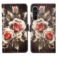 Knížkové pouzdro Trendy Colored case Růže na černém – Samsung Galaxy S23 FE