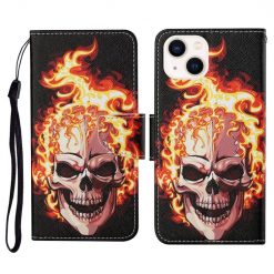 Knížkové pouzdro Trendy Cross case Lebka v ohni – Apple iPhone 15 | Levné Kryty | Levné Kryty | Levné Kryty