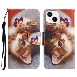 Knížkové pouzdro Trendy Cross case Kočka a motýl – Apple iPhone 15 Plus | Levné Kryty | Levné Kryty | Levné Kryty