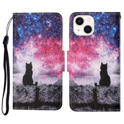 Knížkové pouzdro Trendy Cross case Kočka a vesmír – Apple iPhone 15 | Levné Kryty | Levné Kryty | Levné Kryty