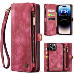 Multifunkční peněženkové pouzdro CaseMe Detachable červené – Apple iPhone 15 Pro | Levné Kryty | Levné Kryty | Levné Kryty