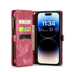 Multifunkční peněženkové pouzdro CaseMe Detachable červené – Apple iPhone 15 Pro | Levné Kryty | Levné Kryty | Levné Kryty
