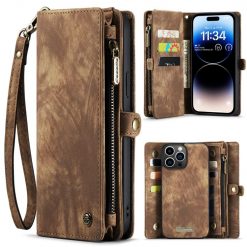 Multifunkční peněženkové pouzdro CaseMe Detachable hnědé – Apple iPhone 15 Pro Max | Levné Kryty | Levné Kryty | Levné Kryty