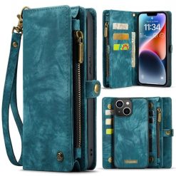 Multifunkční peněženkové pouzdro CaseMe Detachable modré – Apple iPhone 15 | Levné Kryty | Levné Kryty | Levné Kryty