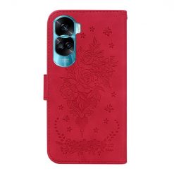 Peněženkové pouzdro Embossing Pattern Kytice červené – Honor 90 Lite | Levné Kryty | Levné Kryty | Levné Kryty