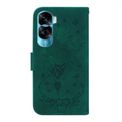 Peněženkové pouzdro Embossing Pattern Kytice zelené – Honor 90 Lite | Levné Kryty | Levné Kryty | Levné Kryty