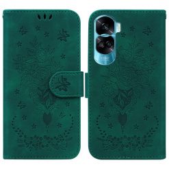 Peněženkové pouzdro Embossing Pattern Kytice zelené – Honor 90 Lite | Levné Kryty | Levné Kryty | Levné Kryty