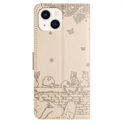 Alternative view of Peněženkové pouzdro Embossing Pattern Kočky béžové – Apple iPhone 15 Plus