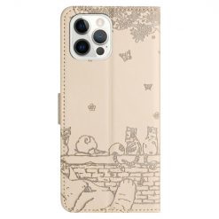 Alternative view of Peněženkové pouzdro Embossing Pattern Kočky béžové – Apple iPhone 15 Pro Max