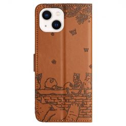Alternative view of Peněženkové pouzdro Embossing Pattern Kočky hnědé – Apple iPhone 15