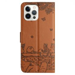Alternative view of Peněženkové pouzdro Embossing Pattern Kočky hnědé – Apple iPhone 15 Pro