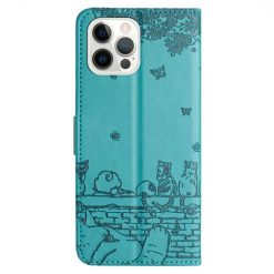 Alternative view of Peněženkové pouzdro Embossing Pattern Kočky modré – Apple iPhone 15 Pro Max