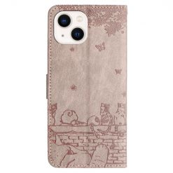 Alternative view of Peněženkové pouzdro Embossing Pattern Kočky šedé – Apple iPhone 15 Plus