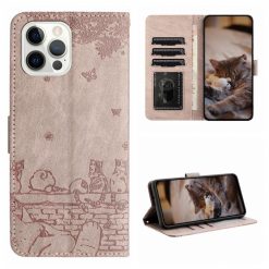 Peněženkové pouzdro Embossing Pattern Kočky šedé – Apple iPhone 15 Pro | Levné Kryty | Levné Kryty | Levné Kryty
