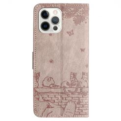 Alternative view of Peněženkové pouzdro Embossing Pattern Kočky šedé – Apple iPhone 15 Pro Max