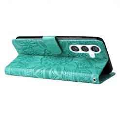 Peněženkové pouzdro Embossing Pattern Slunečnice zelené – Samsung Galaxy S23 FE | Levné Kryty | Levné Kryty | Levné Kryty