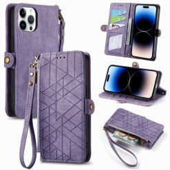 Peněženkové pouzdro Purse case fialové – Apple iPhone 15 Pro | Levné Kryty | Levné Kryty | Levné Kryty