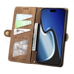 Peněženkové pouzdro Purse case hnědé – Apple iPhone 15 | Levné Kryty | Levné Kryty | Levné Kryty