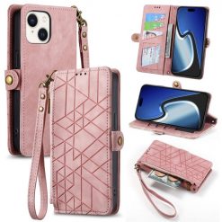 Peněženkové pouzdro Purse case růžové – Apple iPhone 15 Plus | Levné Kryty | Levné Kryty | Levné Kryty