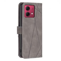 Knížkové pouzdro Rhombus šedé – Motorola Moto G84 5G | Levné Kryty | Levné Kryty | Levné Kryty